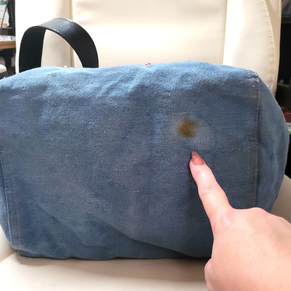Victoria’s Secret Denim Blue Tote, Rose Gold Logo, Studded, Weekend Bag - Picture 3 of 15